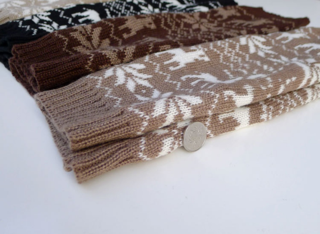 Winter Long Leg Warmers Womens Bohemian Thermal Wool Knitted Boot Toppers Socks